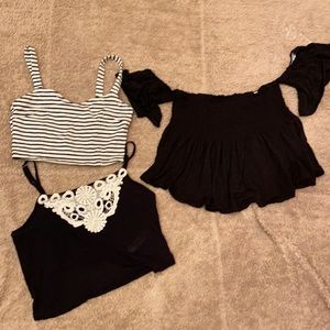 Bundle 3 cute tops black & white